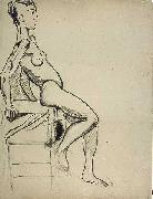 Vrouwelijk naakt op een stoel Theo van Doesburg